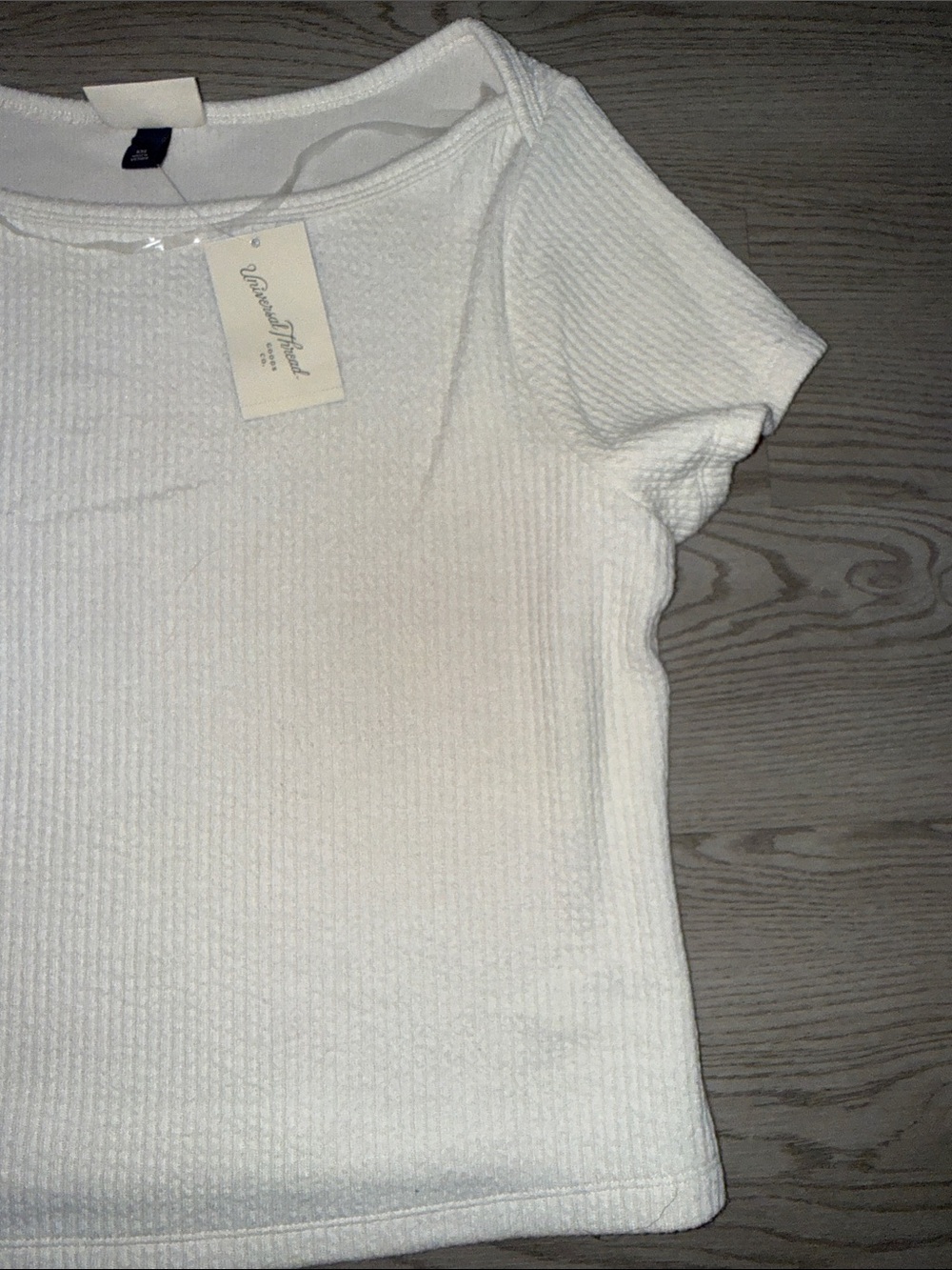 Universal Thread White Ribbed Short Sleeve Top - Picture 3 of 6